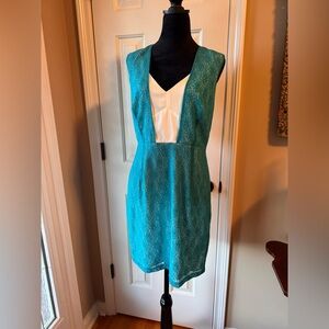 Altar’d State Teal Lace Sleeveless Mini Dress with White Inserts NWT